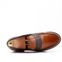 Leather moccasin with strap