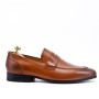 Cognac leather moccasin with strap