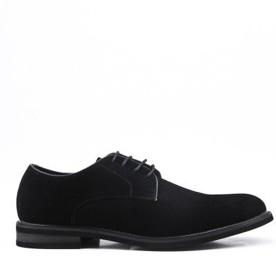 Black faux suede lace-up derby