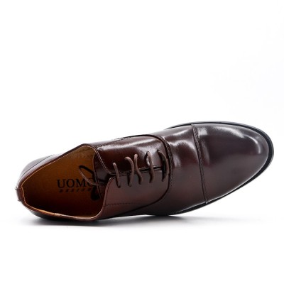 Brown faux leather lace-up derby