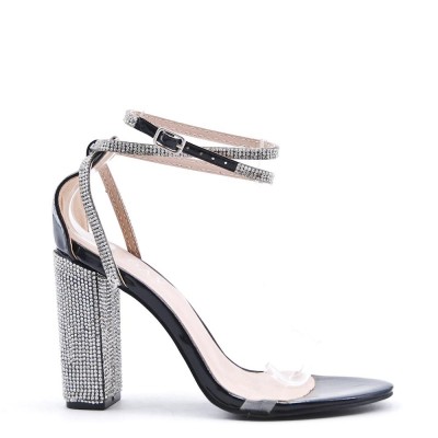 Heeled sandal in mixed materials