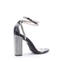 Heeled sandal in mixed materials