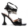 Heeled sandal in mixed materials