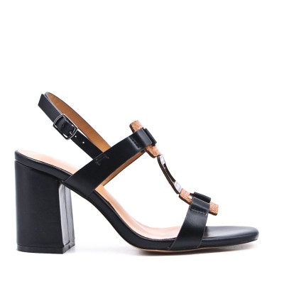 Faux leather heeled sandal