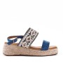 Wedge sandal in mixed materials