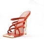 Heeled sandal in mixed materials