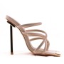 Heeled sandal in mixed materials