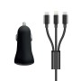 Pack Cargador Mechero 3.4A + Cable Nylon 3 en 1