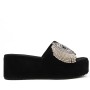 Faux suede wedge slide