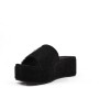 Faux suede wedge slide