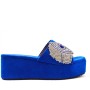 Faux suede wedge slide