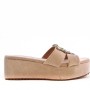 Faux suede wedge slide