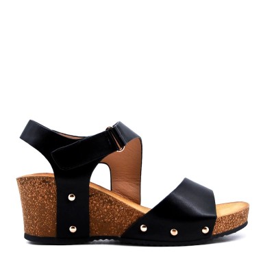 Faux leather wedge sandal