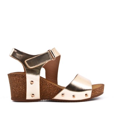 Faux leather wedge sandal