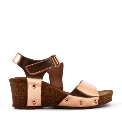 Faux leather wedge sandal