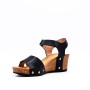 Faux leather wedge sandal