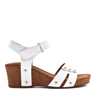 Faux leather wedge sandal