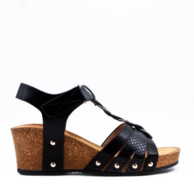 Faux leather wedge sandal