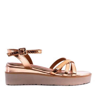 Faux leather wedge sandal