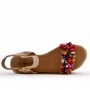 Wedge sandal in mixed materials for women