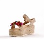 Wedge sandal in mixed materials for women