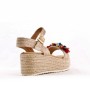 Wedge sandal in mixed materials for women