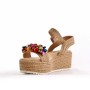 Wedge sandal in mixed materials for women