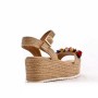 Wedge sandal in mixed materials for women