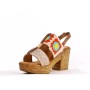 Heeled sandal in mixed materials