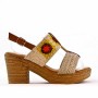 Heeled sandal in mixed materials