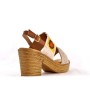 Heeled sandal in mixed materials