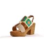 Heeled sandal in mixed materials