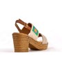 Heeled sandal in mixed materials