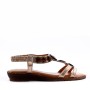 Flat wedge sandal in faux leather for women