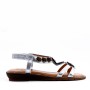 Flat wedge sandal in faux leather for women