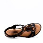 Flat wedge sandal in faux leather for women