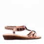 Flat wedge sandal in faux leather for women