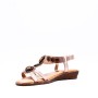 Flat wedge sandal in faux leather for women