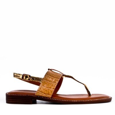 Flat sandal in faux leather for women