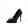 Faux suede pump with heel