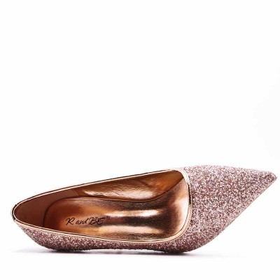 Heeled pumps in mixed materials for women