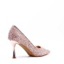 Heeled pumps in mixed materials for women