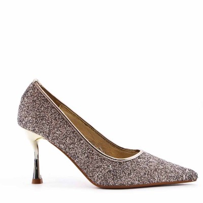 Heeled pumps in mixed materials for women