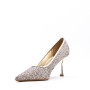 Heeled pumps in mixed materials for women