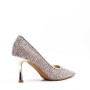 Heeled pumps in mixed materials for women