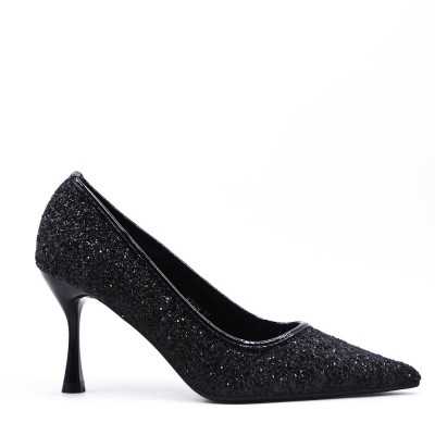 Heeled pumps in mixed materials for women