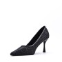 Heeled pumps in mixed materials for women