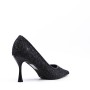 Heeled pumps in mixed materials for women