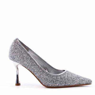 Heeled pumps in mixed materials for women