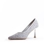 Heeled pumps in mixed materials for women